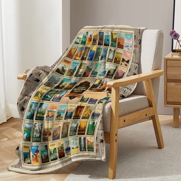 自产法莱绒毛毯 SWFT11325地理图 130X150cm （temu仅可自提）-5