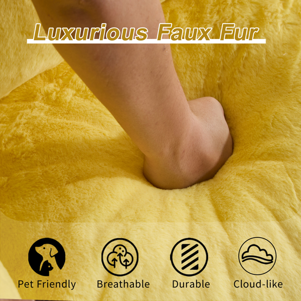 成人巨型豆袋沙发、超柔软蓬松的沙发、客厅卧室室内超大躺椅、无需组装带枕头的舒适阅读椅、黄色-4