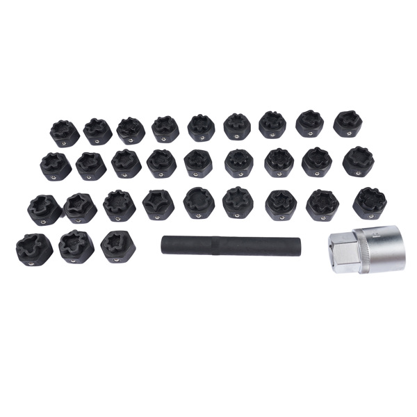 车轮锁拆卸工具 32pc Wheel Lock Lug Nut Master Key Set Removal Socket Tool Kit for Mercedes-Benz-3