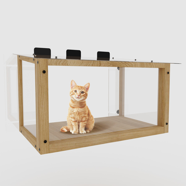 防水窗式猫栖木猫窝，木质猫窗盒，室内猫用窗式猫窝。适用于单悬窗，窗框内径，净开口宽度为24-35英寸-3