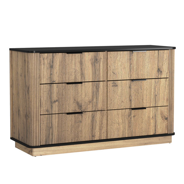 现代多功能六抽屉 MDF 橱柜，圆角和多功能设计的完美结合，产品尺寸为 47.2 * 15.7 * 29.6 英寸。-17