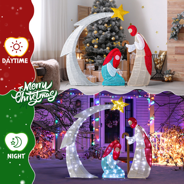 122*29.5*113cm 月亮耶稣诞生   2D 白灯 葱布   圣诞灯饰耶稣-9