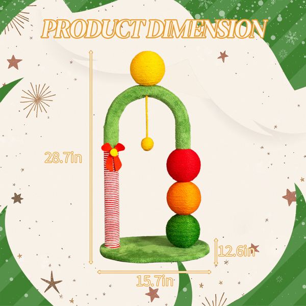 40*32*73CM 拱门拐杖糖 红绿色 小号猫爬架 宠物节日用品-4