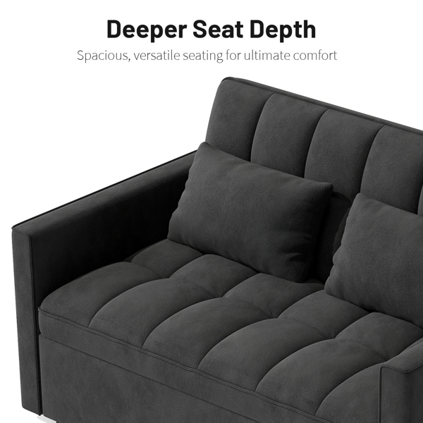 灯芯绒双人沙发床，带拉出式床铺、2个靠枕及侧边储物袋-6