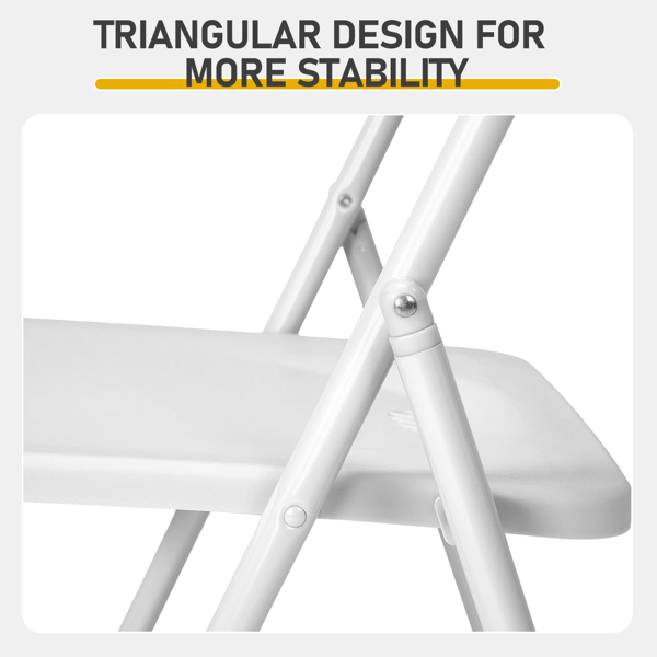 10pcs 白色 铁框架 庭院塑料折叠椅-10