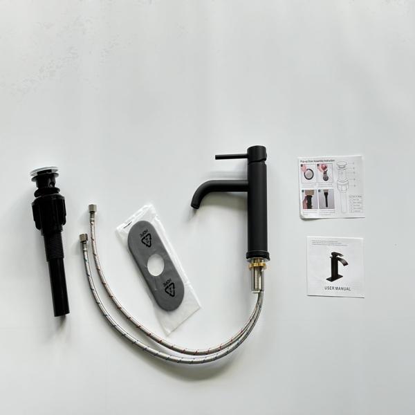 单柄浴室水龙头卫生间水龙头不锈钢单孔T10，哑光黑色【周末不发货，TK/TEMU订单仅支持自提】-5