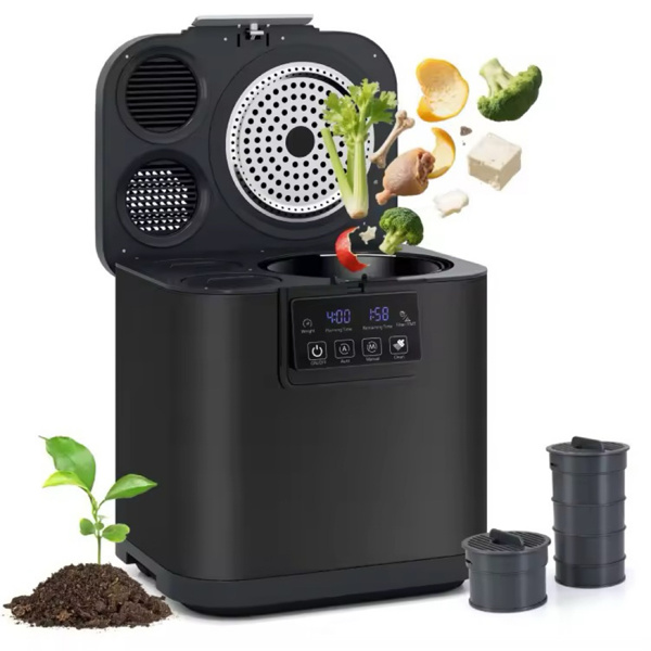 厨房用4升带盖LED显示屏的电动堆肥机-2个活性炭过滤器-1
