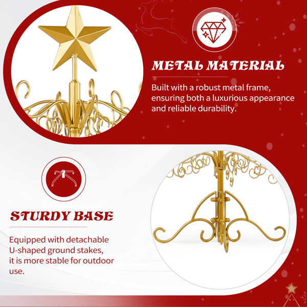 3ft  金色  铁艺圣诞树  顶部带星星  不含配饰 PVC 圣诞树-7