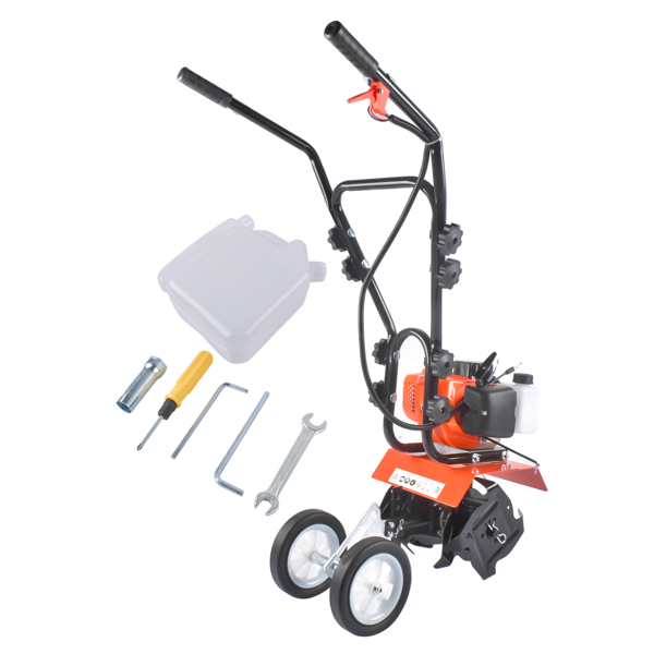 A1-2冲程43cc汽油微耕机 43CC 2-Stroke Gas Powered Tiller Cultivator, Handheld Rototiller for Lawn, Garden and Soil Cultivation-1