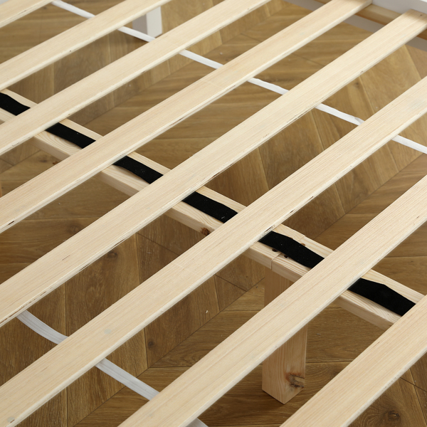 白色 油漆+三胺 松木+密度板 竖纹装饰 弧形床头床尾板 Full 木床 单层 美国-36