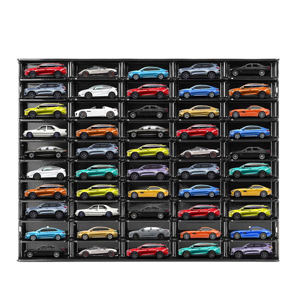 黑色1:64展示架（可装50台车）带亚克力盖板-5