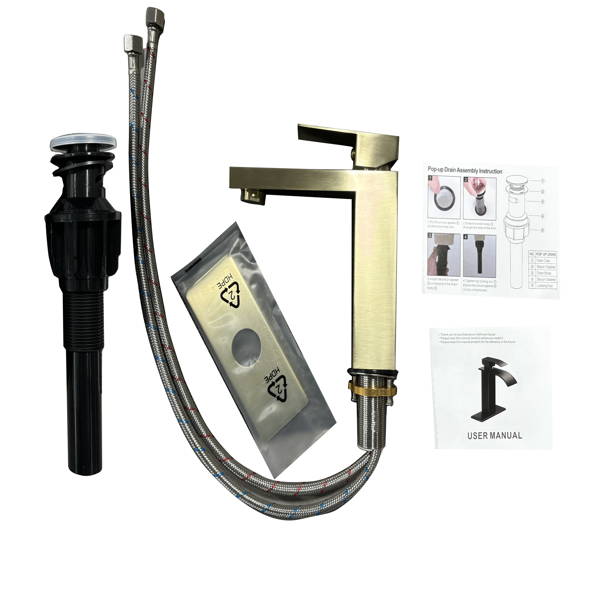 单柄浴室水龙头卫生间水龙头不锈钢单孔-T20，拉丝金【周末不发货，TK/TEMU订单仅支持自提】-5