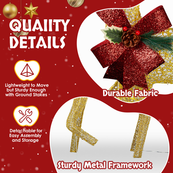 3pcs  4ft  金色麋鹿一家 2D 暖白灯 网布撒粉 圣诞灯饰麋鹿 4.5V 3.6W 英国-6