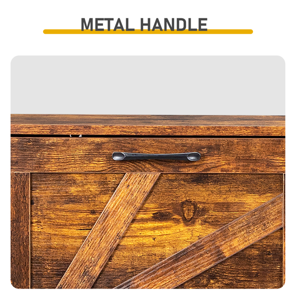 谷仓门4翻斗 金属黑色一字把手+三胺刨花板+黑色实木塑封锥形腿 鞋柜 106*24*98cm 腐木色-7