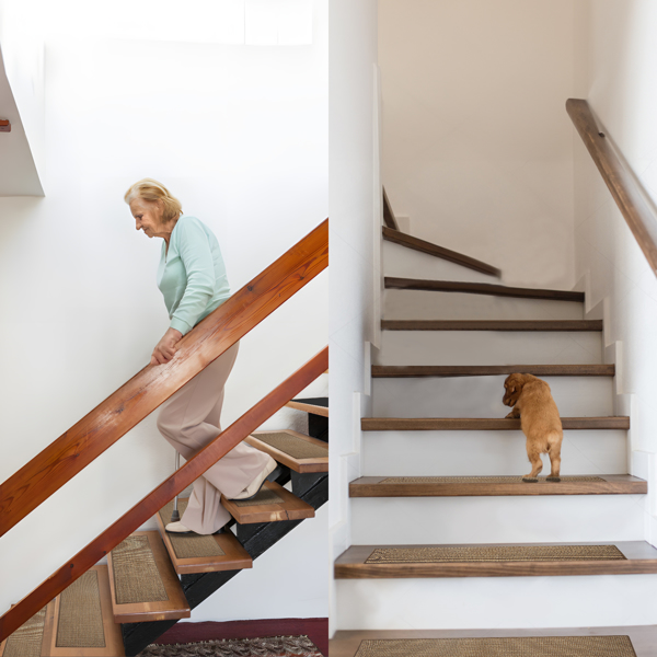 15片装亚麻防滑楼梯垫 宠物静音台阶垫 背胶固定老人防滑踏步贴 30x8英寸可裁剪楼梯条 四季通用防滑垫 可水洗缓冲护梯贴（周末不发货）-2