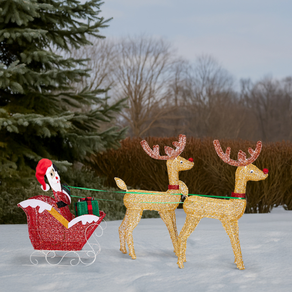 180*24*86cm  鹿拉老人 拼接款 暖白灯 270灯 撒粉网布 圣诞灯饰麋鹿30V 6W-11