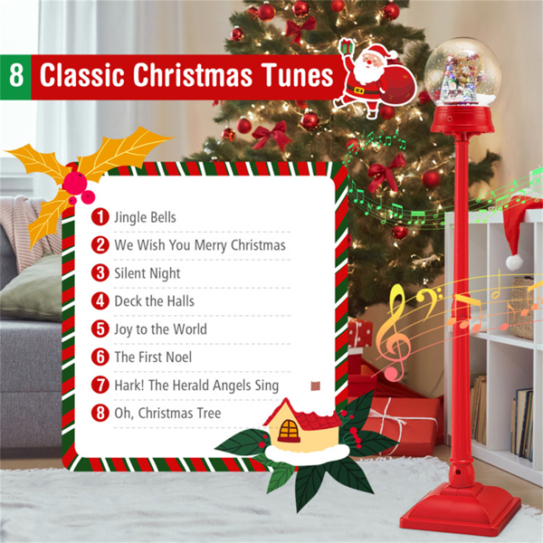 5英尺圣诞路灯装饰：360°旋转摩天轮（圣诞老人/雪人），15个彩色LED，8个音调，2种模式（支架/桌面）-8