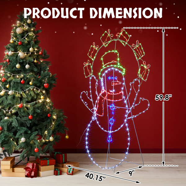 102*23*152cm  雪人扔礼盒  2D 多色灯 动态  圣诞灯饰雪人 4.5V 3.6W 美规-23