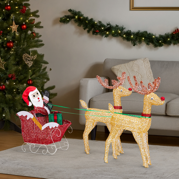 180*24*86cm  鹿拉老人 拼接款 暖白灯 270灯 撒粉网布 圣诞灯饰麋鹿30V 6W-10