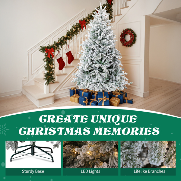 7ft 绿色植绒 自动树 PVC加七叉PE  1100枝头 400灯暖白8功能 圣诞树 30V 6W 美规-13