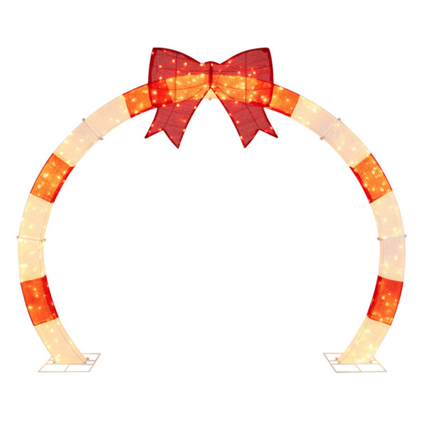 10.4英尺LED圣诞拱门-红色蝴蝶结，适用于花园/门廊/商业空间-1