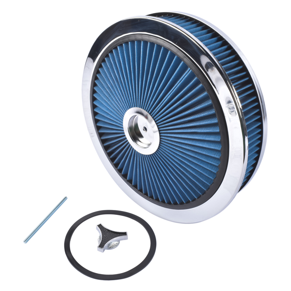 空气滤清器 14" x 3" Air Cleaner Set Super Flow Washable Element Blue Recessed Chrome Top-5