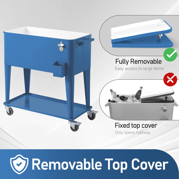 80QT 海军蓝 冷冻保温推车 87.5*38.5*91cm 长方形 塑料箱体 铁脚管 冷冻保温-4