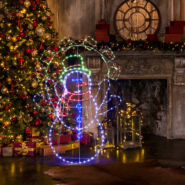 102*23*152cm  雪人扔礼盒  2D 多色灯 动态  圣诞灯饰雪人 4.5V 3.6W 美规-27