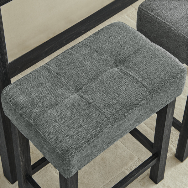 59 英寸吧台桌、餐桌、带电源插座的沙发桌、3 个软垫凳子、4 件套吧台桌椅套装，适用于客厅、餐厅、厨房 黑色-12