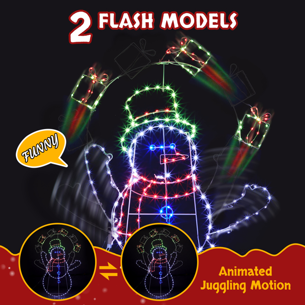 102*23*152cm  雪人扔礼盒  2D 多色灯 动态  圣诞灯饰雪人 4.5V 3.6W 美规-24