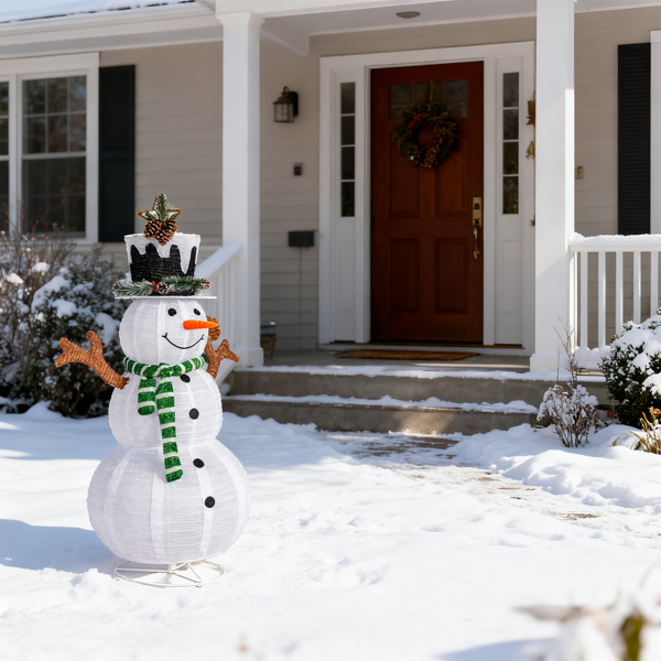 4ft 白色 松鼠星星雪人 葱布 120L白光LED灯 伸缩款 圣诞灯饰雪人 31V 3.6W 英规-12