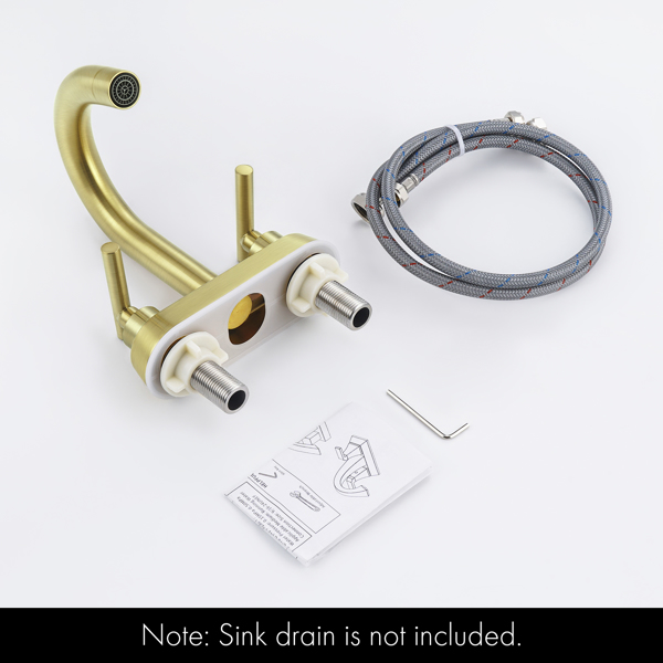 4英寸洗手盆水龙头浴室水龙头双把手浴室洗手盆水龙头无泄漏黄铜【周末不发货，TK/TEMU订单仅支持自提】-3