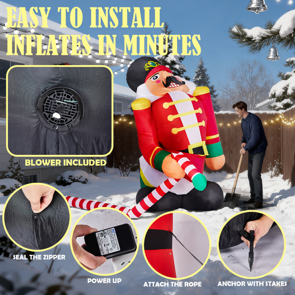 12FT 高款士兵 3颗白光LED 190D涤纶  圣诞充气装饰 12V 12V,2000mA 美规-6