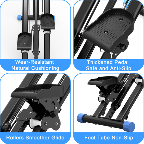 带阻力的楼梯踏步机，家用升级版垂直登山健身器，全身锻炼，带稳定框架和可调节把手的登山健身器材 - 黑蓝色--不支持self-pick up-9
