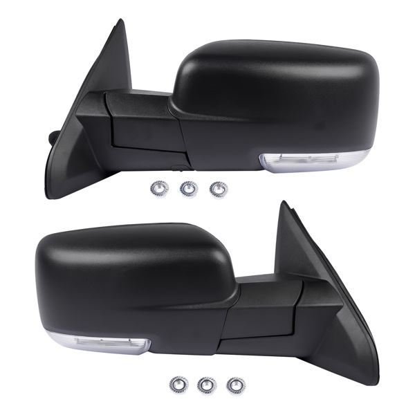 后视镜 Left & Right Side Mirrors Manual Fold+ Heated+ LED Signal Replacement for Ram 1500 2500 3500 68231240AI 68231241AI-5