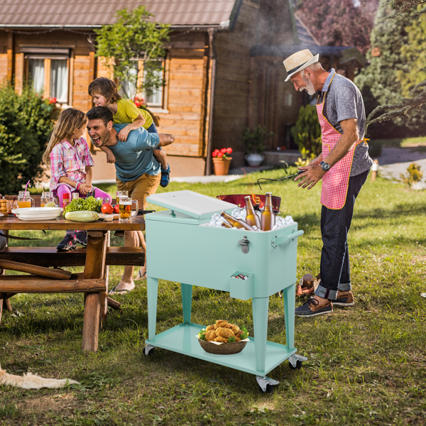 80qt 薄荷绿 冷冻保温推车 91*84.5*38.5cm 长方形 塑料箱体 冷冻保温 N001-42