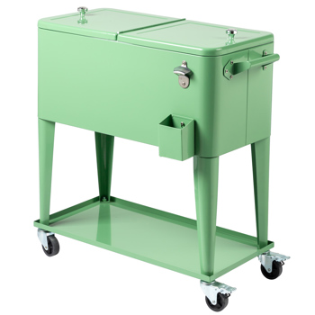 80QT 豆绿色 冷冻保温推车 87.5*38.5*91cm 长方形 塑料箱体 铁脚管 冷冻保温