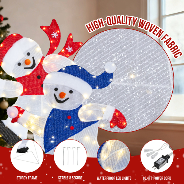 2pcs 3ft 蓝色红色 2D奔跑雪人 蒙布 120皮线灯暖白 圣诞灯饰雪人 4.5V 3.6W 美规-5