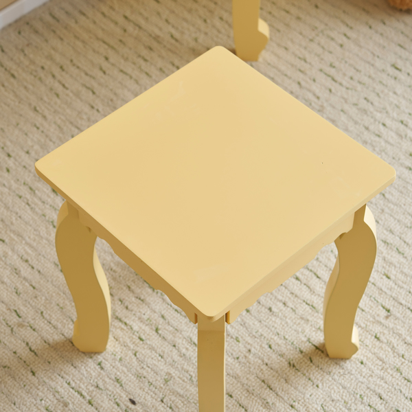 马卡龙橙 密度板 喷漆 3抽 2收纳筒  儿童梳妆桌套装 带三色调光 调节亮度灯泡  欧式-12