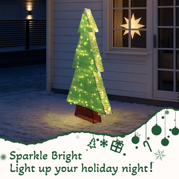 4ft  绿色  圣诞树  幻彩条加蒙布 110灯暖白LED  圣诞树灯装饰 30V 3.6W-12