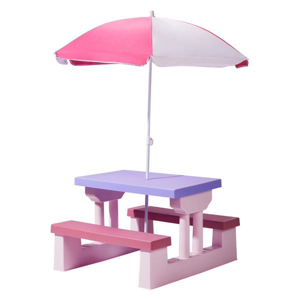 30.7inch 1pc桌子+2pcs凳子 粉紫拼色  儿童庭院桌椅套装-1