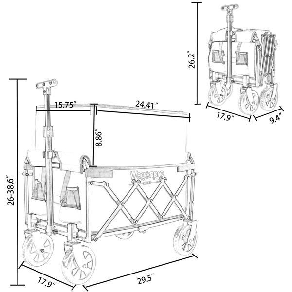可扩展双层多功能货车，100% 额外空间 - 225 磅购物车，适合露营、购物、运动、园艺、钓鱼，灰色不支持Self-Pick Up-27
