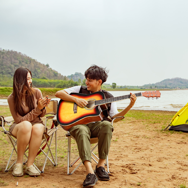 【亚马逊禁售】KMA101 41in 缺角调音EQ 椴木 带音箱 民谣吉他 擦色日落色-12