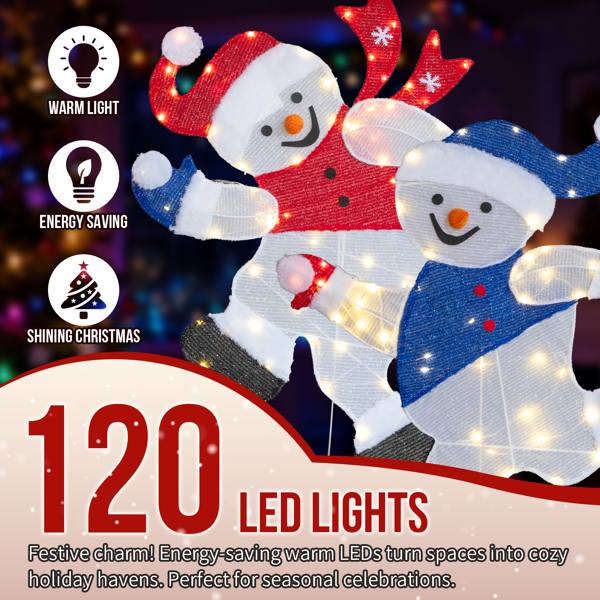 2pcs 3ft 蓝色红色 2D奔跑雪人 蒙布 120皮线灯暖白 圣诞灯饰雪人 4.5V 3.6W 美规-4