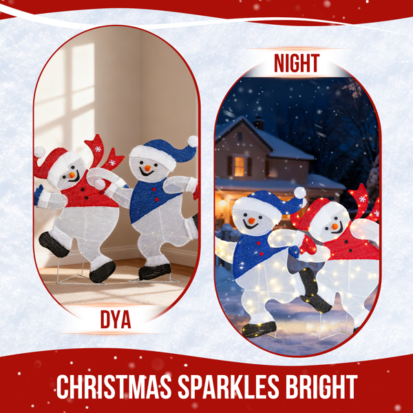 2pcs 3ft 蓝色红色 2D奔跑雪人 蒙布 120皮线灯暖白 圣诞灯饰雪人 4.5V 3.6W 美规-7