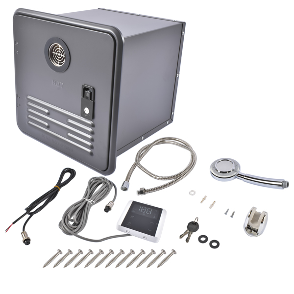 A3- 房车专用丙烷热水器 RV Tankless Water Heater 42000 BTU Gas Water Heater Remote Control 15"x15" Black-4