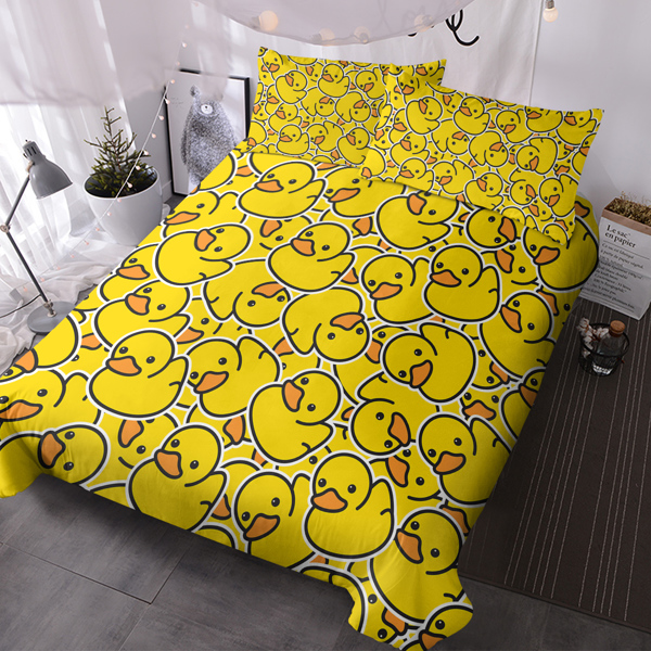 直销床品 KTBJ0418连续小黄鸭 美国中号USA FULL 80inchx90inch-26inchx20inch （temu仅可自提）-1