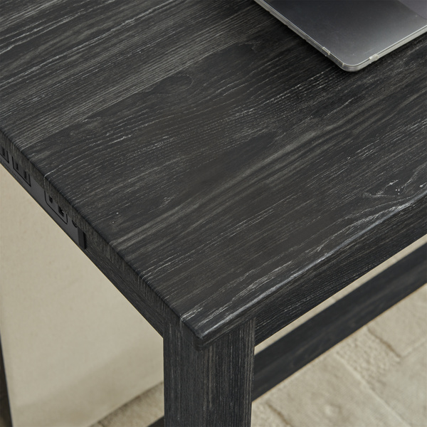 59 英寸吧台桌、餐桌、带电源插座的沙发桌、3 个软垫凳子、4 件套吧台桌椅套装，适用于客厅、餐厅、厨房 黑色-6