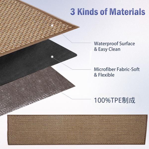 15片装亚麻防滑楼梯垫 宠物静音台阶垫 背胶固定老人防滑踏步贴 30x8英寸可裁剪楼梯条 四季通用防滑垫 可水洗缓冲护梯贴（周末不发货）-5