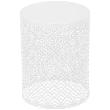 3pcs  回字花纹  桶形 白色 15.7/13.7/11.8inch 庭院堆叠铁边桌